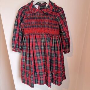 Sarah Louise England Hand Smocked Christmas Plaid Dress Size 3Y